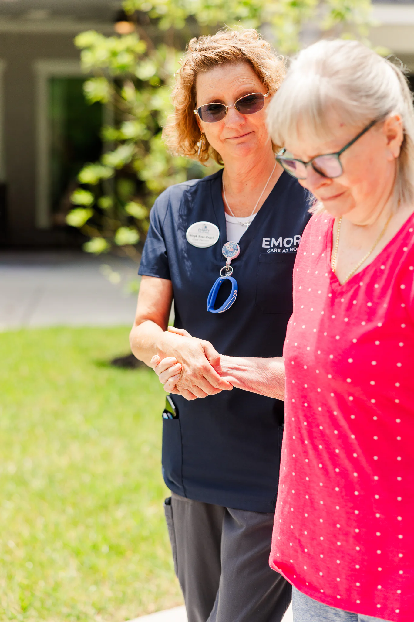 Care partner sharing a meaningful moment with a participant at home